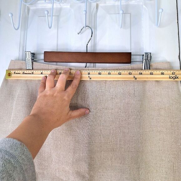 Rafaella 100% Linen Tan Knee Length Skirt Sz 16 - Picture 9 of 11